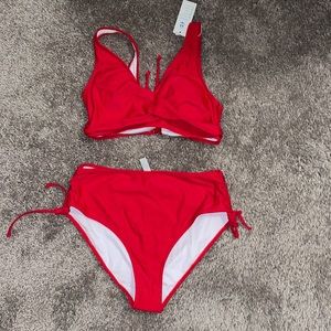 Hot red 2 piece swimsuit